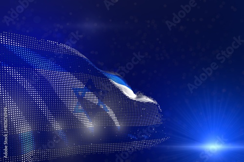 Принти на полотні cute modern photo of Israel flag of dots waving on blue - soft focus and space for content - any feast flag 3d illustration