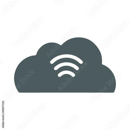 Cloud network, Wi-Fi zone icon. Gray color vector