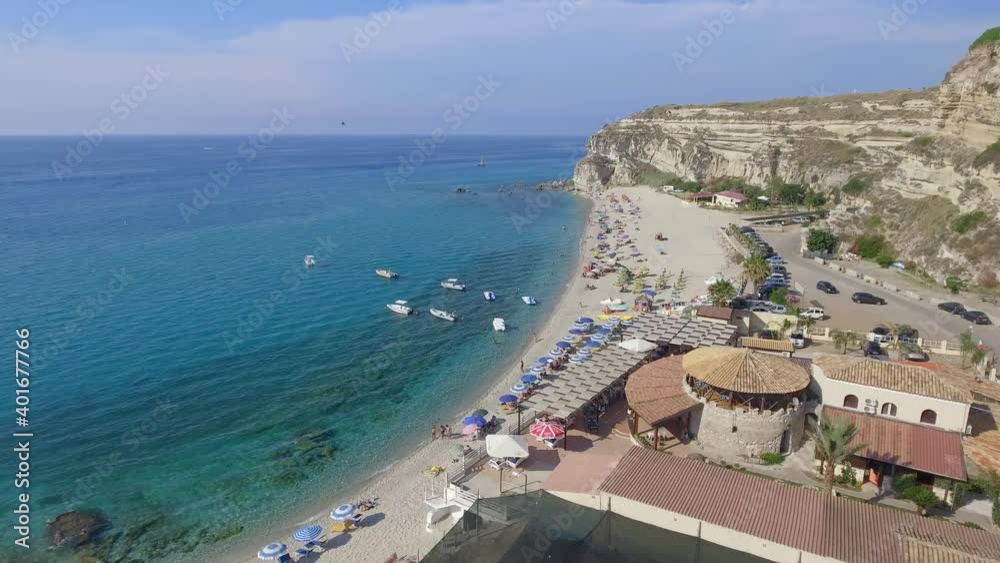 Panoramic aerial shot of Tropea. Coastline in summer, Calabria Panoramic aerial shot of Tropea. Coastline in summer, Calabria