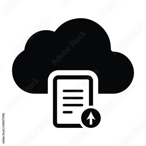 Cloud, document file icon. Black Vector graphics