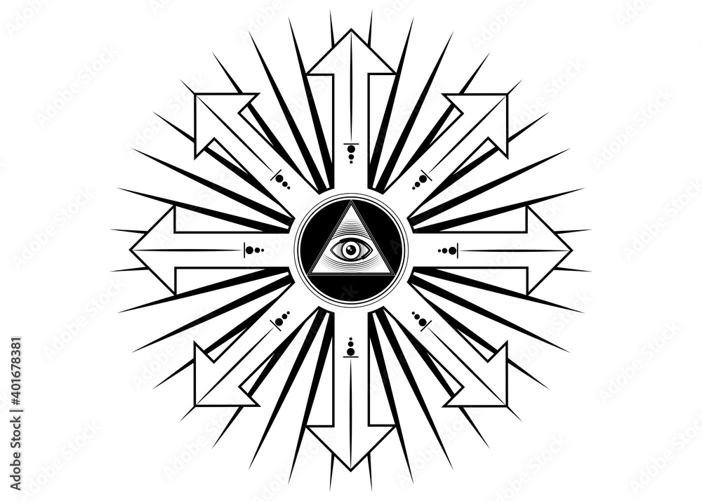 Vettoriale Stock Ancient magical sigil, occult mystic symbol of chaos ...