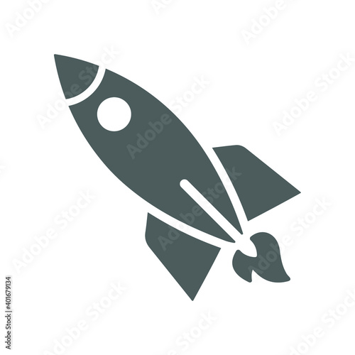 Fly, rocket launch icon. Gray color vector