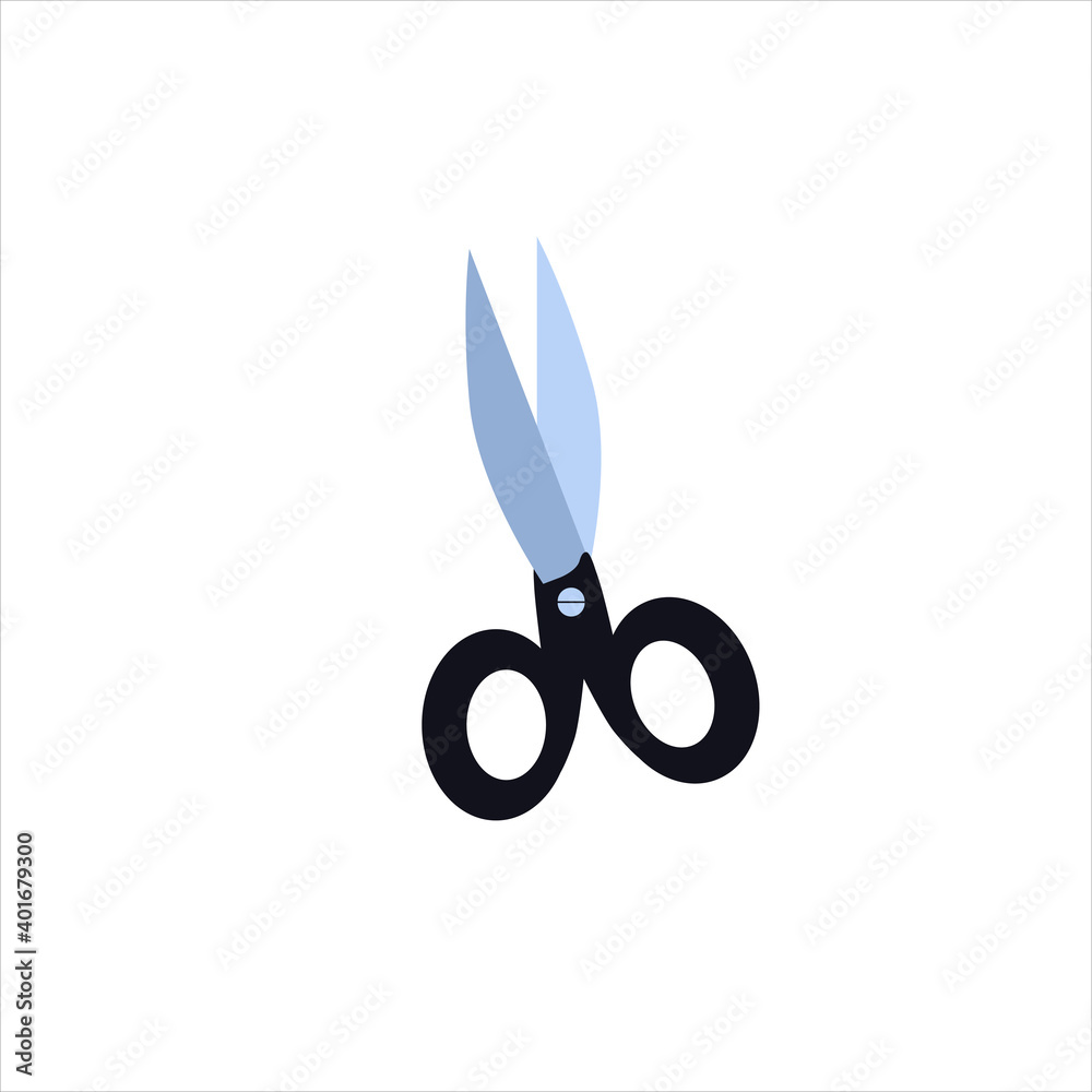Fototapeta premium scissors in flat style. blue blades
