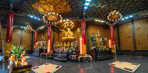 Interior of Thousand Buddha Temple or Chua Van Phat pagoda in District 5, Ho Chi Minh City, Vietnam
