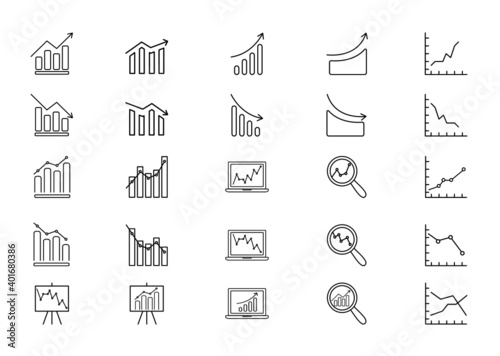 Vector line icons collection of  increase and decrease.