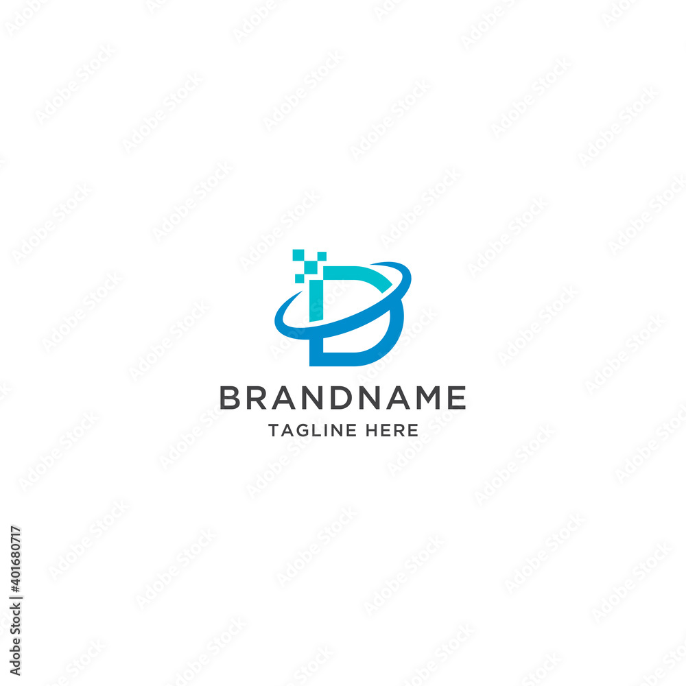 Letter D Technology logo icon design template vector