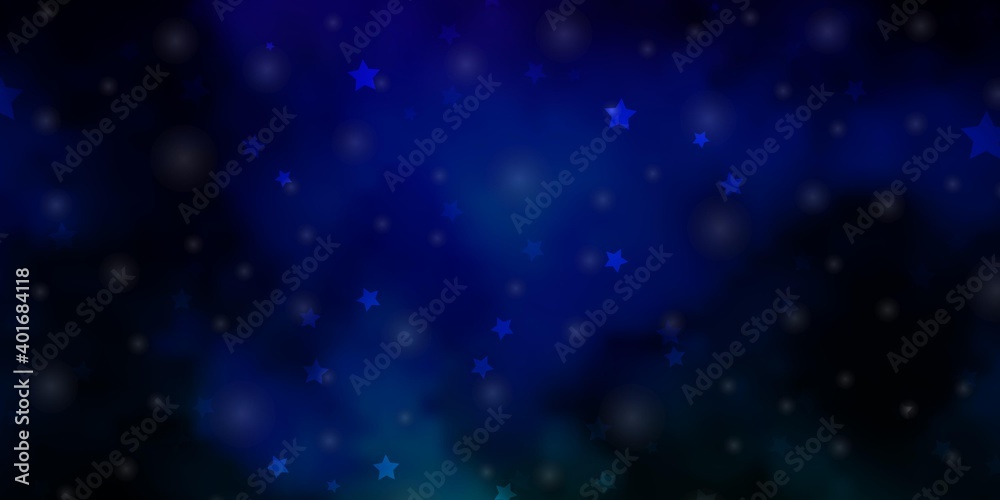 Fototapeta premium Dark Multicolor vector background with small and big stars.