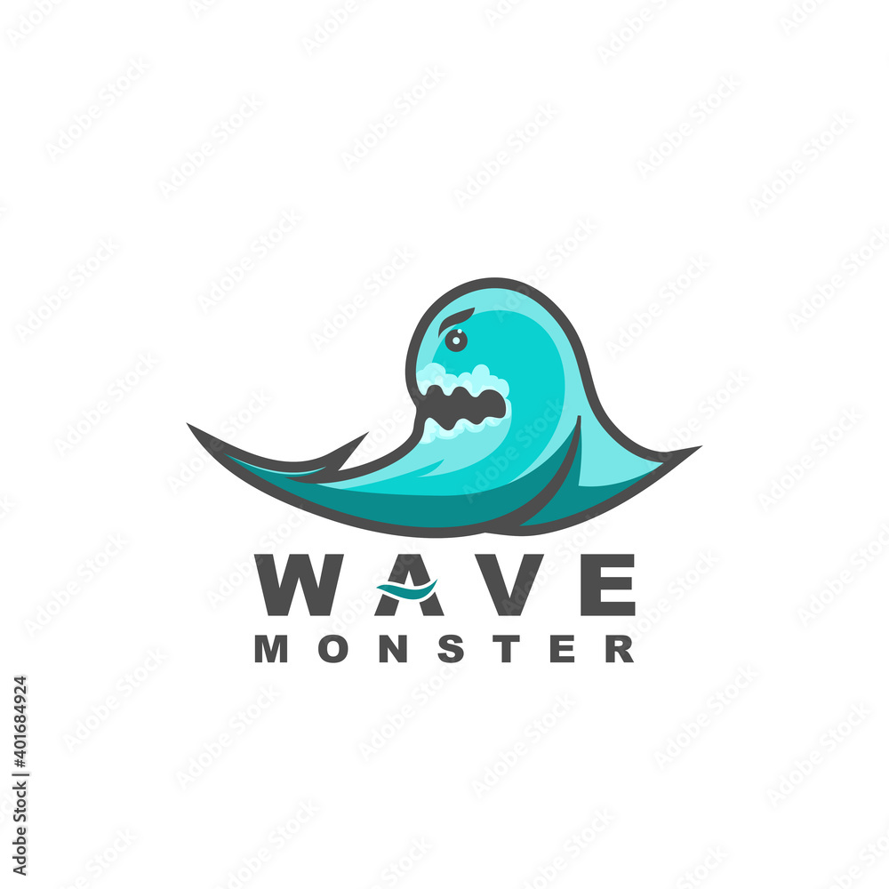Obraz premium Wave Monster Logo Design Vector
