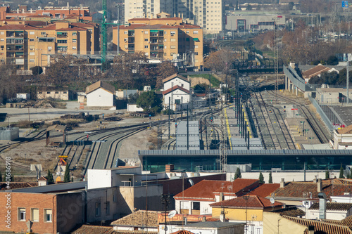 View of the Granada train station surrounded by houses