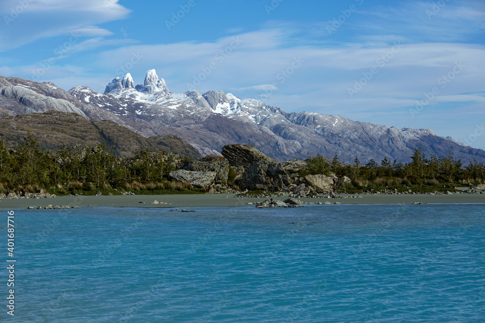 Mountain landscape and glaciers in patagonia chile