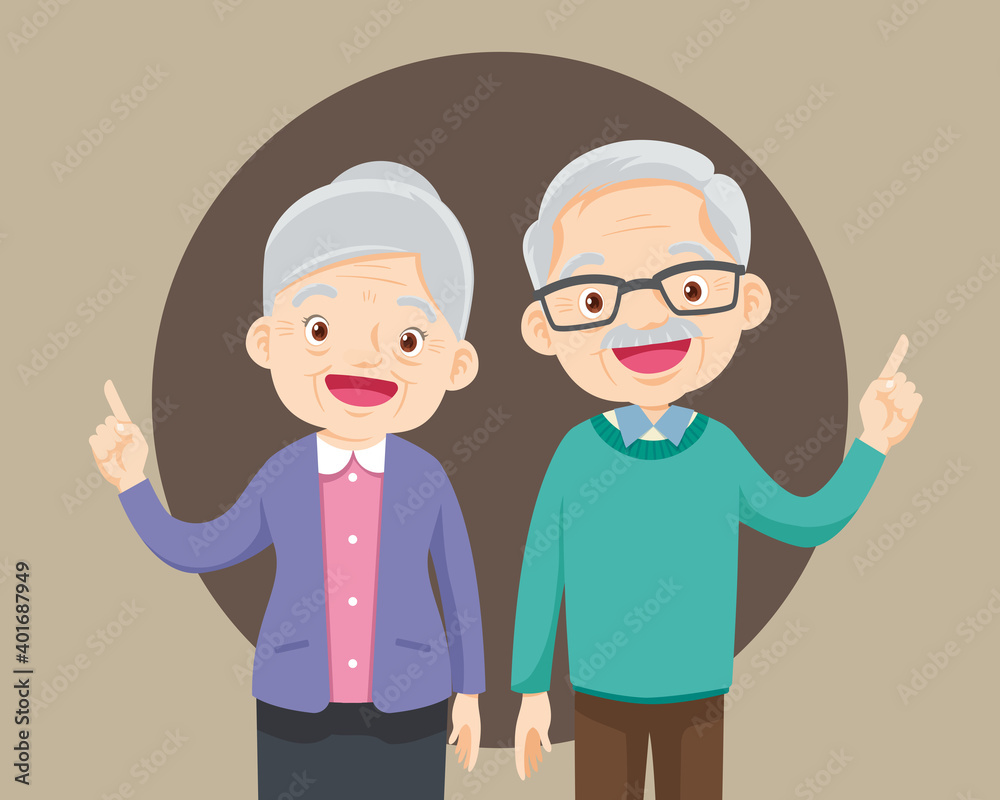 Elderly couple Finger pointing