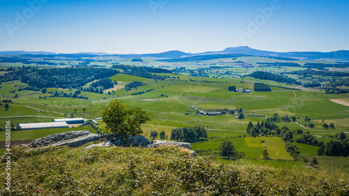 Wallpaper Mural Hiking to the top of the Lizieux Peak (pic du Lizieux) with view of the rural landscape, and remains of former volcanoes Torontodigital.ca