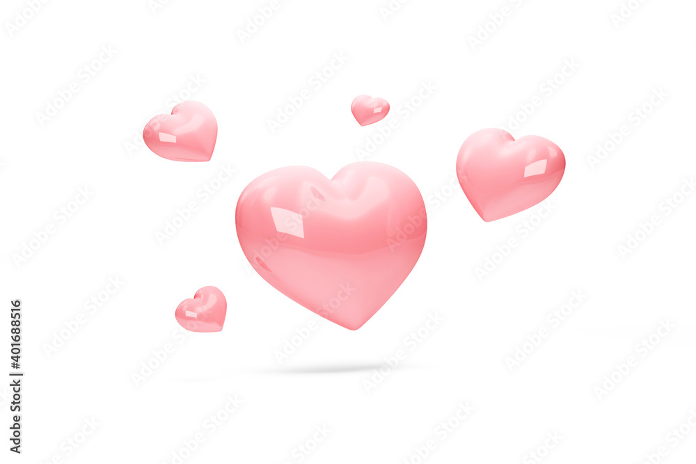 Heap of Love Hearts on white background
