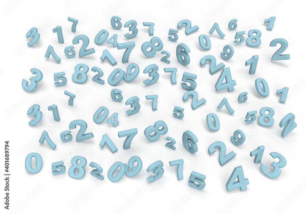 Digital mathematical number on isolated white background.