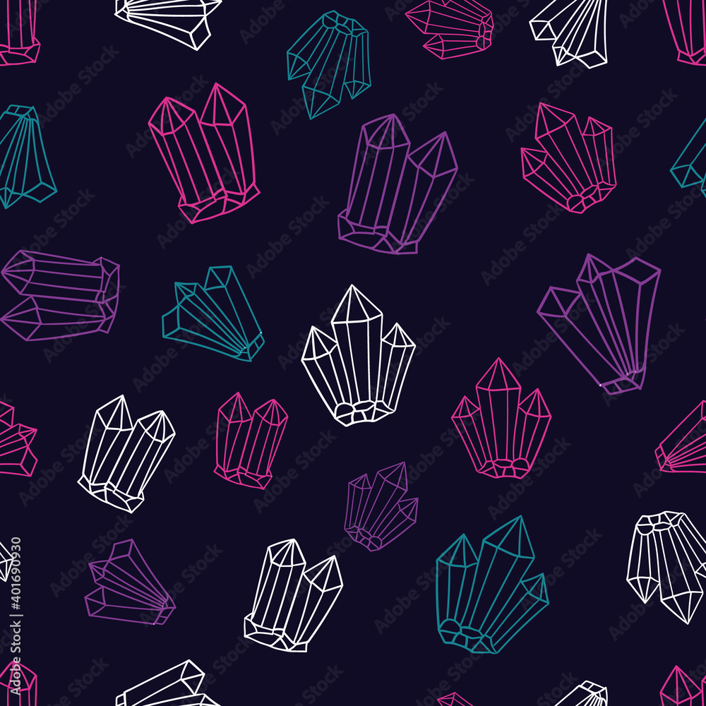 Vector hand drawn doodle seamless background with crystals Vector hand drawn doodle seamless background with crystals