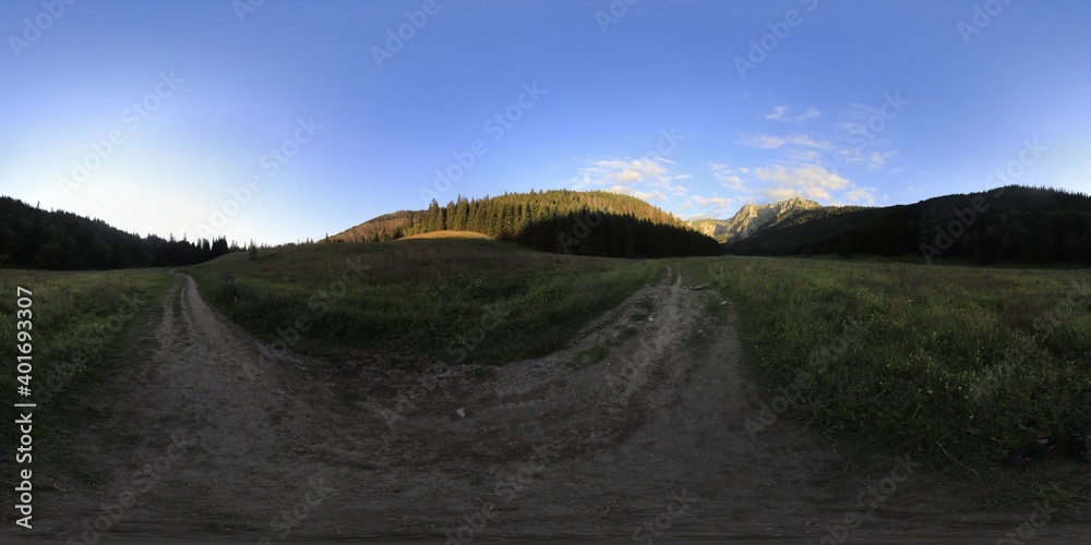Tatra Mountains in the evening, golden hour sun HDRI Panorama Tatra Mountains in the evening, golden hour sun HDRI Panorama