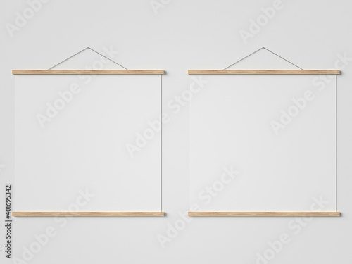 Double Poster Hanger Mockup 3D render