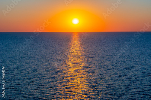 Sunset at Mediterranean sea  Sicily island  Italy