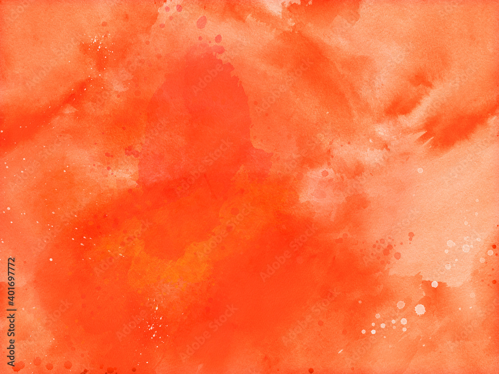 Watercolor color texture background. Orange watercolor abstraction. Artistic background.