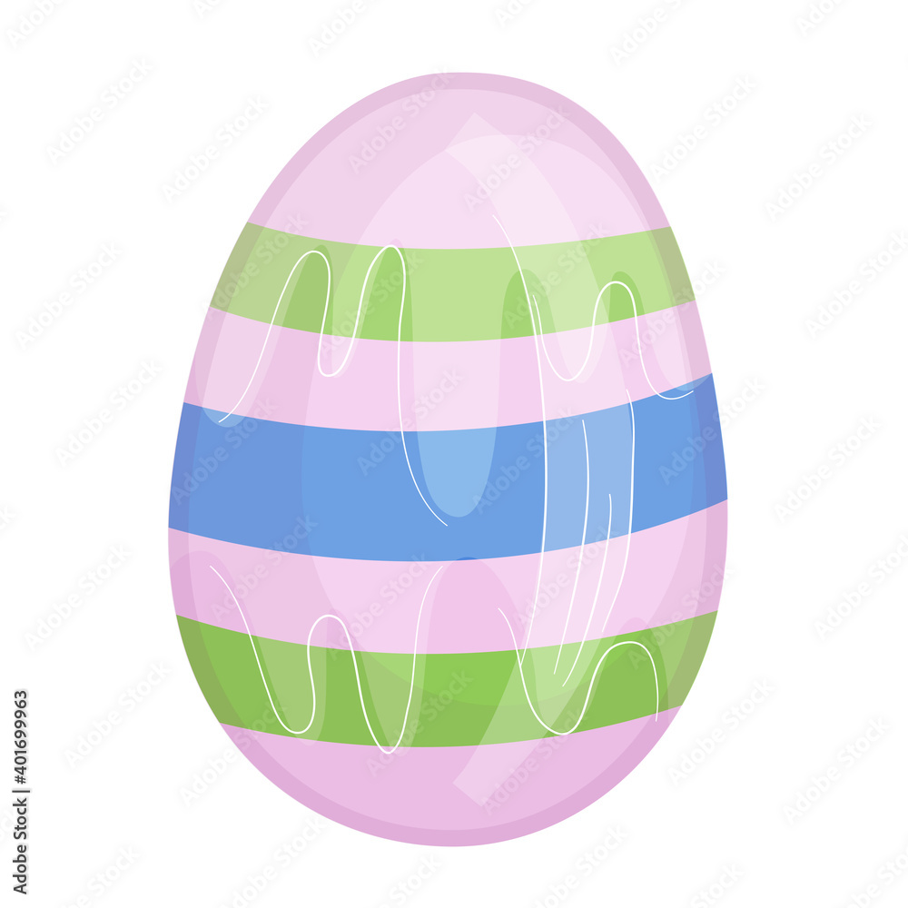 Colorful Easter egg in cartoon style isolated on white background. Pink egg with stripes for holiday illustrations to.. Colorful Easter egg in cartoon style isolated on white background. Pink egg with stripes for holiday illustrations to..