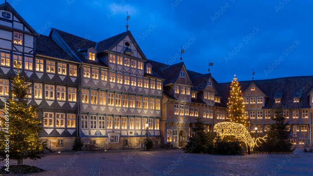 German city of Wolfenbüttel beautifully decorated for holiday season