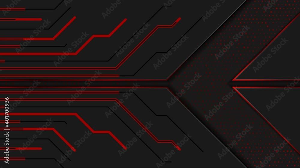 Black and red abstract technology motion background with circuit board lines and dots. Seamless looping. Video animation Ultra HD 4K 3840x2160 Black and red abstract technology motion background with circuit board lines and dots. Seamless looping. Video animation Ultra HD 4K 3840x2160