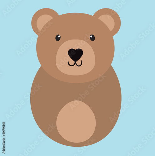 Cute cartoon bear animal. Vector illustration.