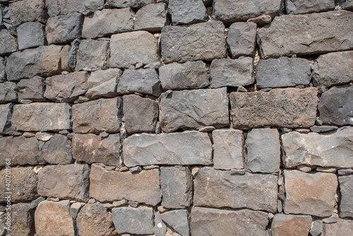 Stone wall at Korazim National Park in Israel. 