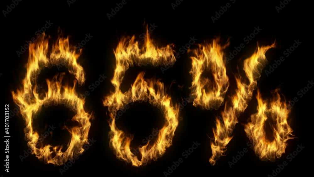 3D animation of percent text discount sale on fire with alpha layer 3D animation of percent text discount sale on fire with alpha layer