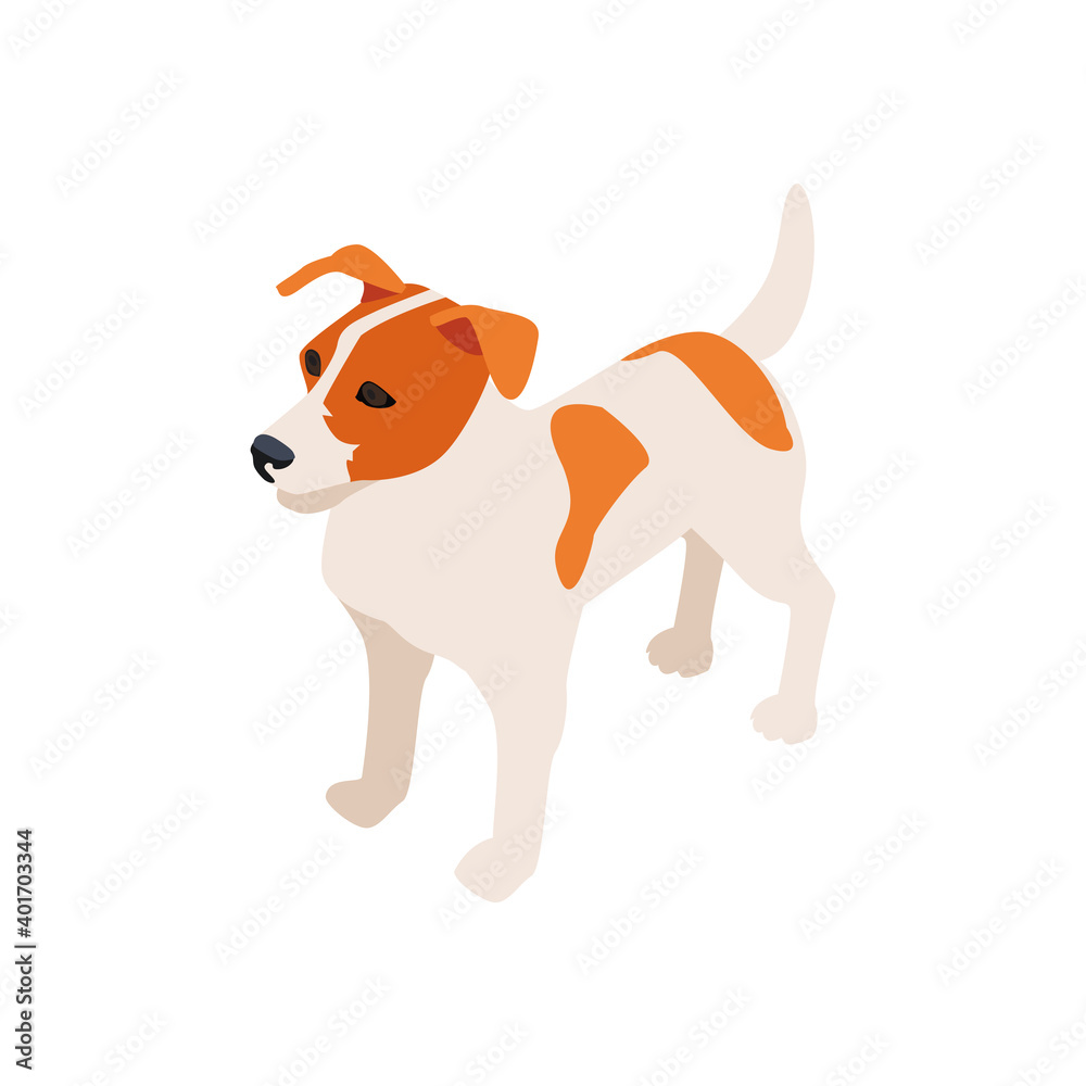 Isometric Small Dog Composition Isometric Small Dog Composition