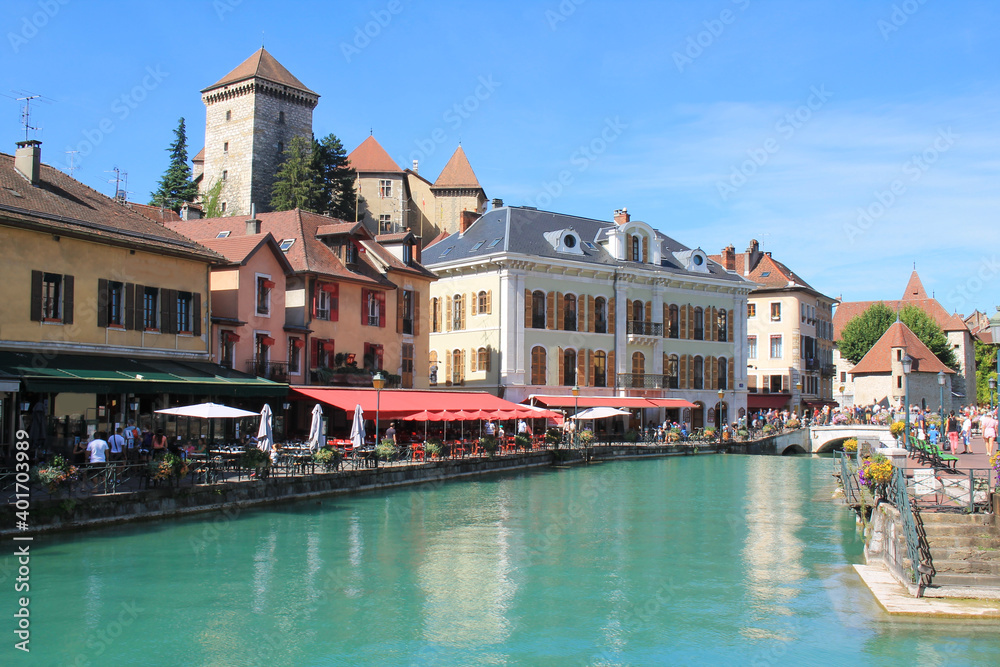 The beautiful old town of Annecy, the Venice of the Alps in France