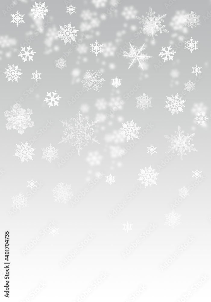 Snow background. Grey and white Christmas snowfall with defocused flakes. Winter concept with falling snow. Holiday texture and white snowflakes Snow background. Grey and white Christmas snowfall with defocused flakes. Winter concept with falling snow. Holiday texture and white snowflakes