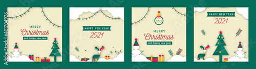 New year greeting cards, posts. using for social media posts and printable. Instagram happy new year post design. Vector