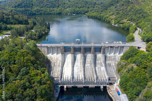 Slapy Reservoir is dam on the Vltava river in the Czech Republic, near to village Slapy. It has a hydroeletrics power station included.Photo taken with a drone.