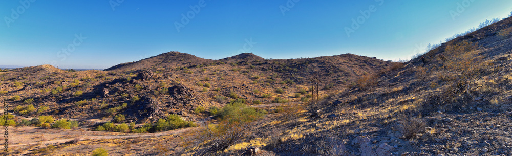 South Mountain Park and Preserve, Pima Canyon Hiking Trail, Phoenix, Southern Arizona desert. United States. South Mountain Park and Preserve, Pima Canyon Hiking Trail, Phoenix, Southern Arizona desert. United States.