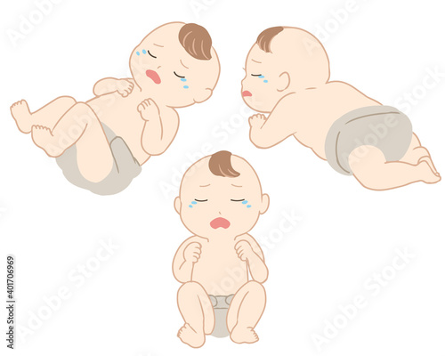 赤ちゃん　おむつ　泣く(線無し)