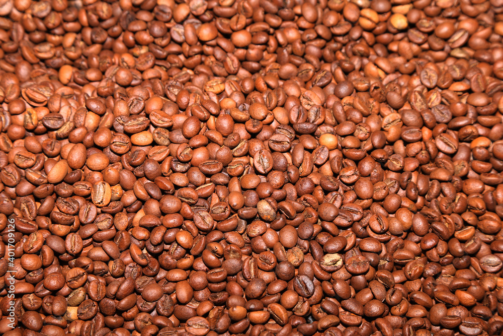 Roasted coffee beans background texture Roasted coffee beans background texture