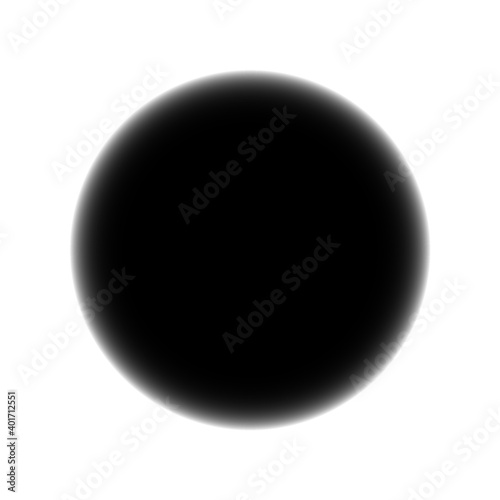 Black sphere with sharp edge and black background