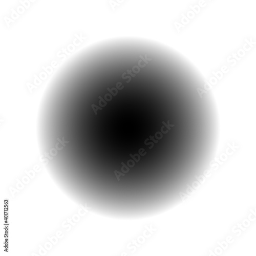 Black sphere with soft edge and white background