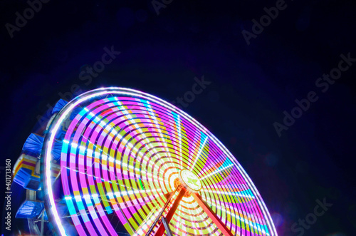 Long exposure of a Ferris Wheel at a county fair