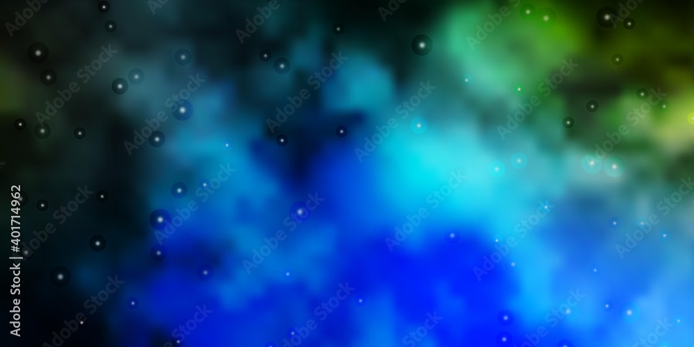 Fototapeta premium Dark Blue, Green vector template with neon stars.