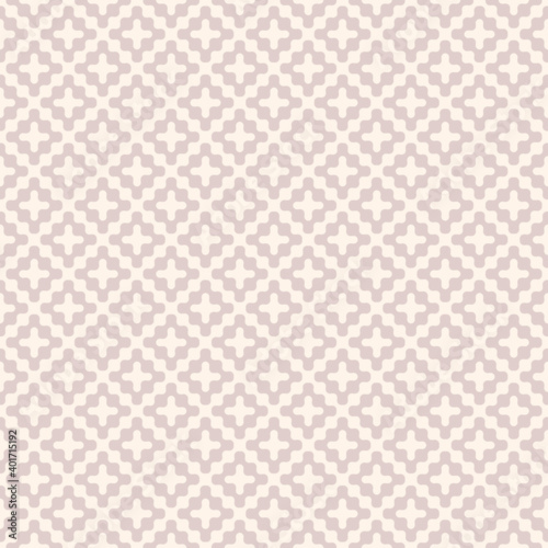 Wavy seamless pattern. Subtle vector abstract liquid lines texture. Simple light pink background with curved waves, crosses, fluid shapes. Optical art. Stylish modern repeated design for decor, print