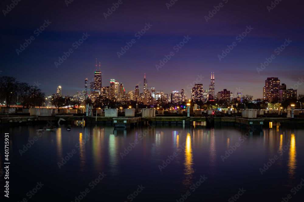 Chicago Skyline over Diversey Harbor