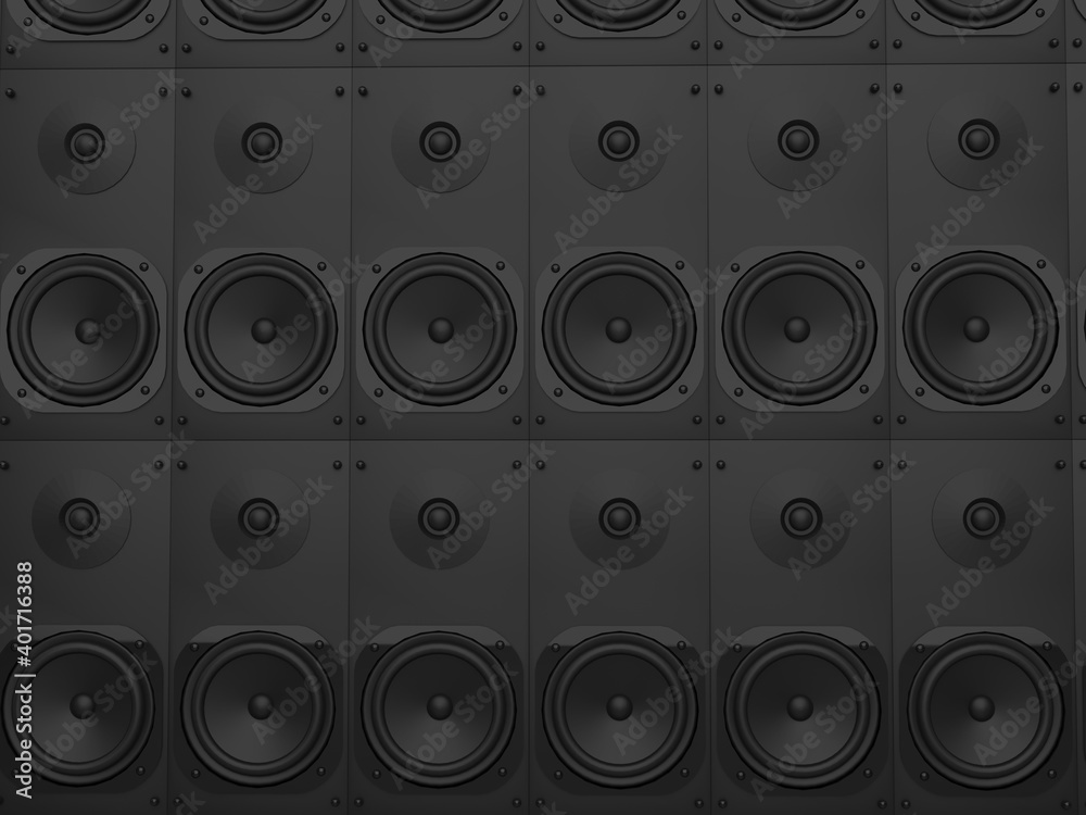 Wall of matte black bass music speakers Wall of matte black bass music speakers