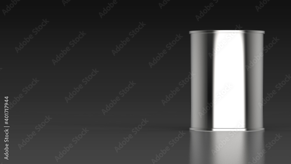 can tall black background one right front 3D Render