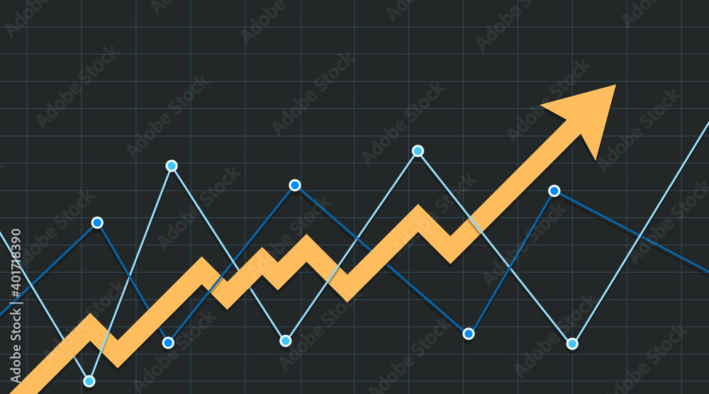 Abstract financial chart with a yellow arrow. Vector illustration. Abstract financial chart with a yellow arrow. Vector illustration.