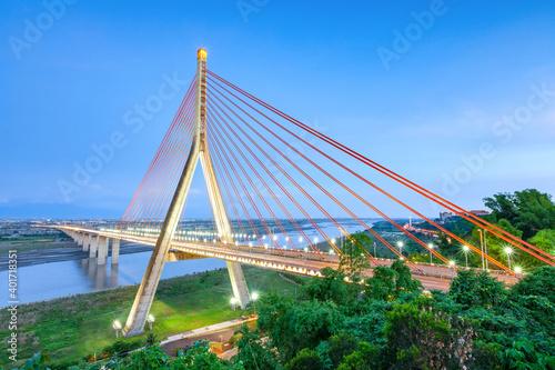 Obraz na płótnie Kaohsiung, Taiwan, provides a highway vehicle crossing the bridge between Kaohsiung and Pingtung