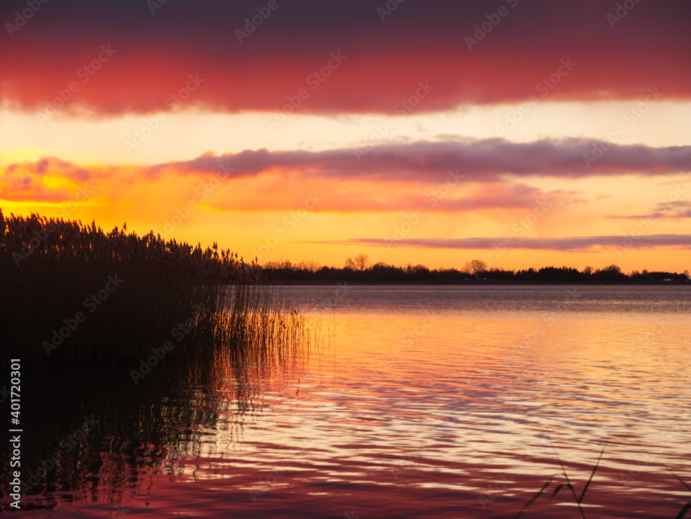 sunset over Jamno lake
