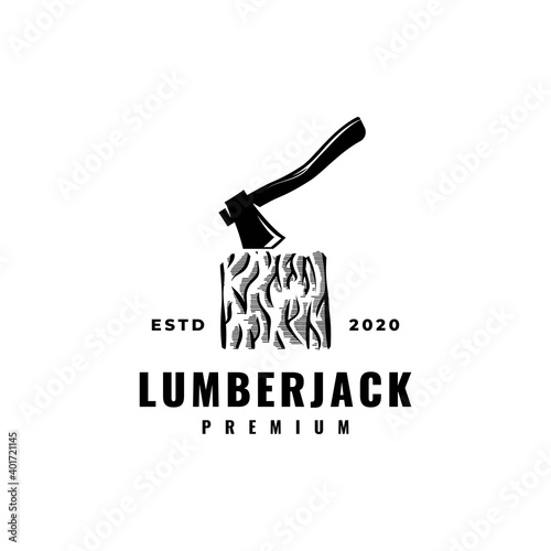 Axe with log logo design icon vector template