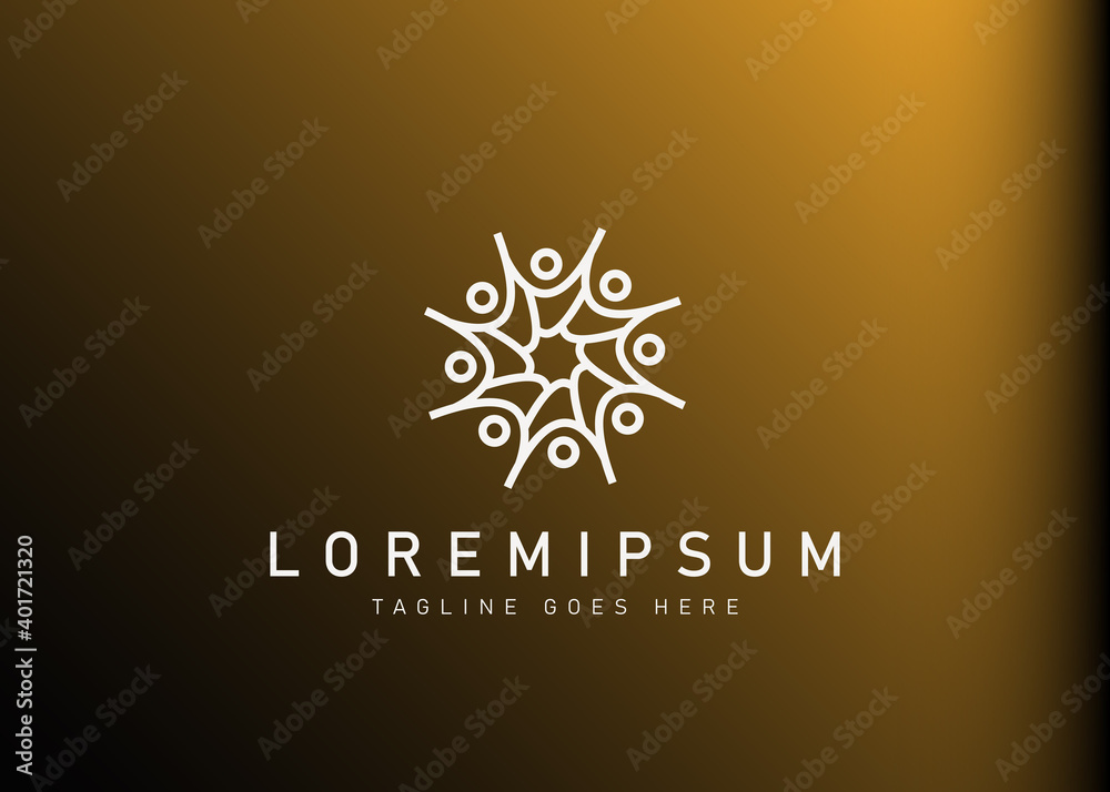 Social community logo design. Vector illustration of circular people form a group icon design. Modern logo design with line art style. Social community logo design. Vector illustration of circular people form a group icon design. Modern logo design with line art style.